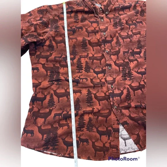 Woolrich Mens Flannel Deer Woods Print Button Down Sz 2XL - Picture 6 of 8
